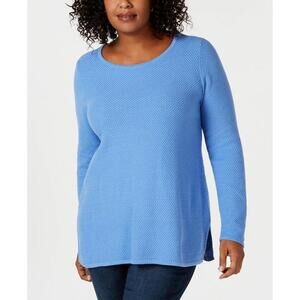 Charter club blue textured tunic sweater size 0x. New with tags.
